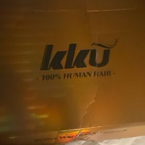 KKU 100% Human Hair Wig KKU 14 Inch Brown Mixed Blonde Layered Straight Human